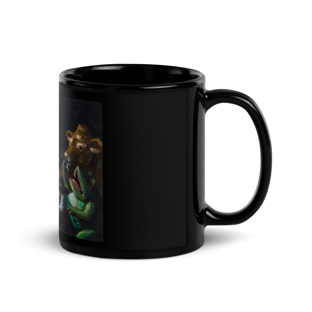 Black Glossy Mug Flamingo Roulette