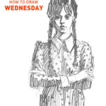 Wednesday drawing easy how to draw outline step by step sketch sketching addams family creepy netflix weird realistic simple girl portrait kids beginners fast COOL CUTE FUN