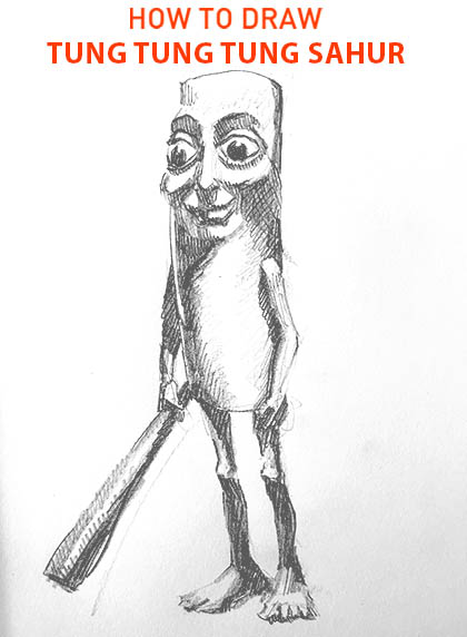 Tung Tung Tung Sahur drawing easy STEP BY STEP how to draw