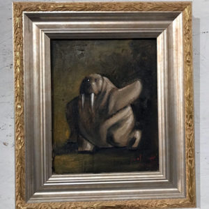 walrus-landing-on-the-ground-by-joel-barnett-local-artwork-original-handmade-and-signed-oil-paintings-in-greenville-sc-art-gallery