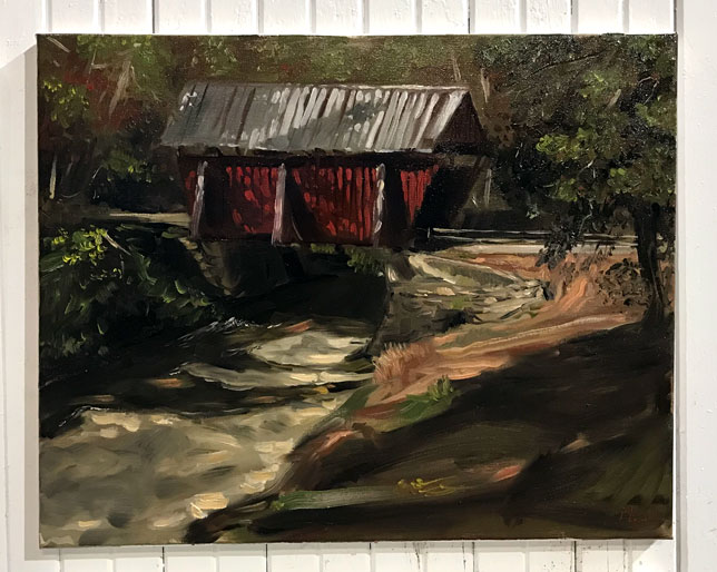 campbells-covered-bridge-original-signed-plein-air-painting-by-joel-barnett-greenville-sc-local-artwork-for-sale-outdoor-consignment