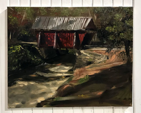 campbells-covered-bridge-original-signed-plein-air-painting-by-joel-barnett-greenville-sc-local-artwork-for-sale-outdoor-consignment