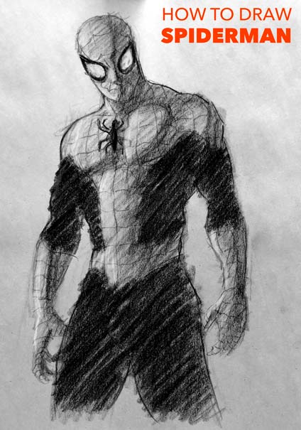 spiderman body drawing